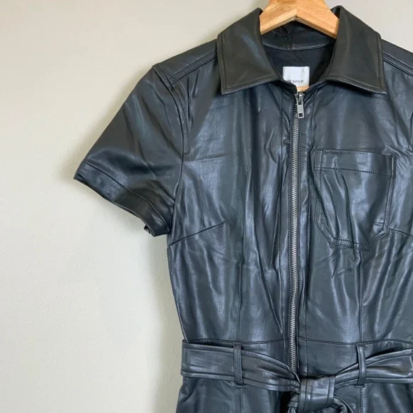 Anthropologie The Colette Weekend Jumpsuit by Maeve: Faux-Leather Edition - Picture 9 of 16